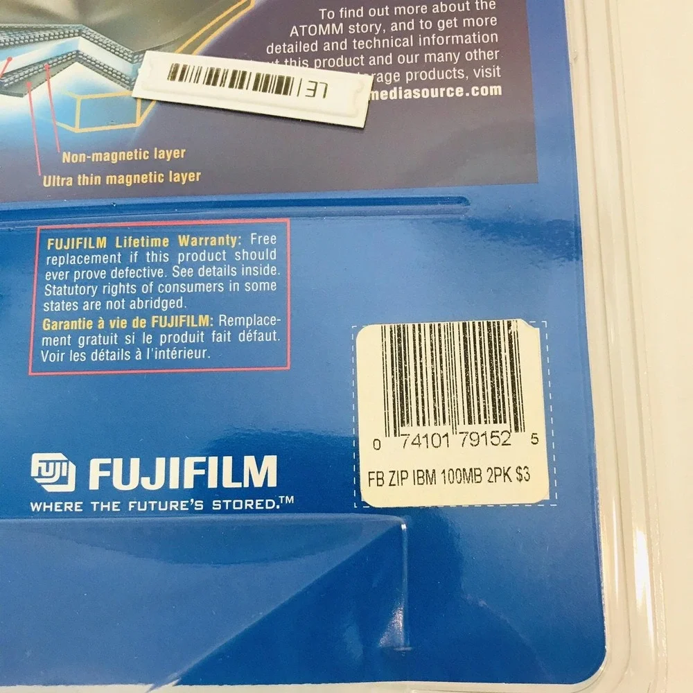 Fujifilm Zip 100 MB Disk IBM Formatted For Use With All Zip 250‎ Drives *2 Pack*